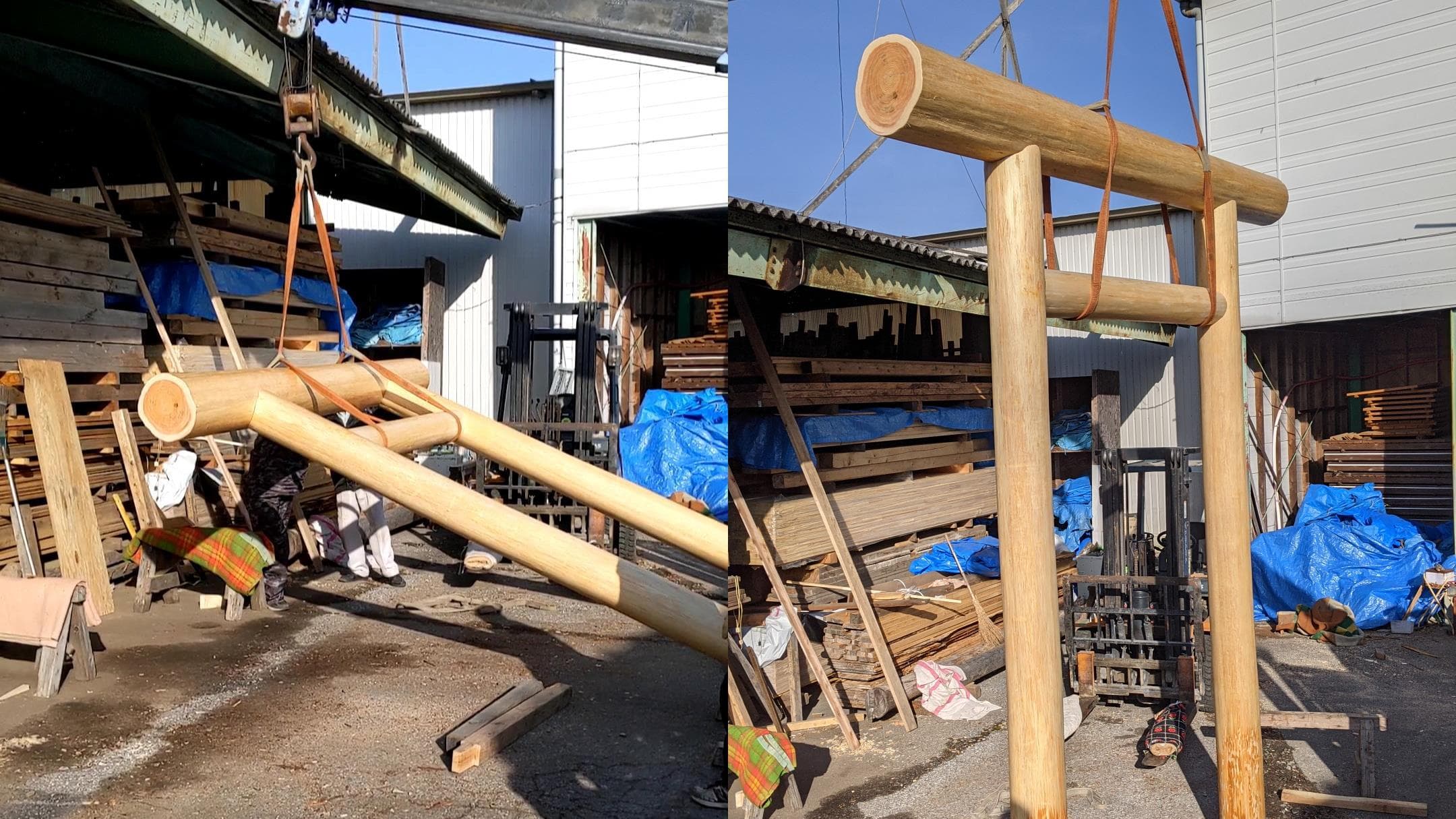 鳥居~工場での仮組み~